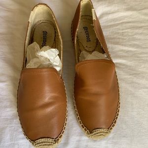 Soludos Brown Leather Smoking Espadrille, size 8